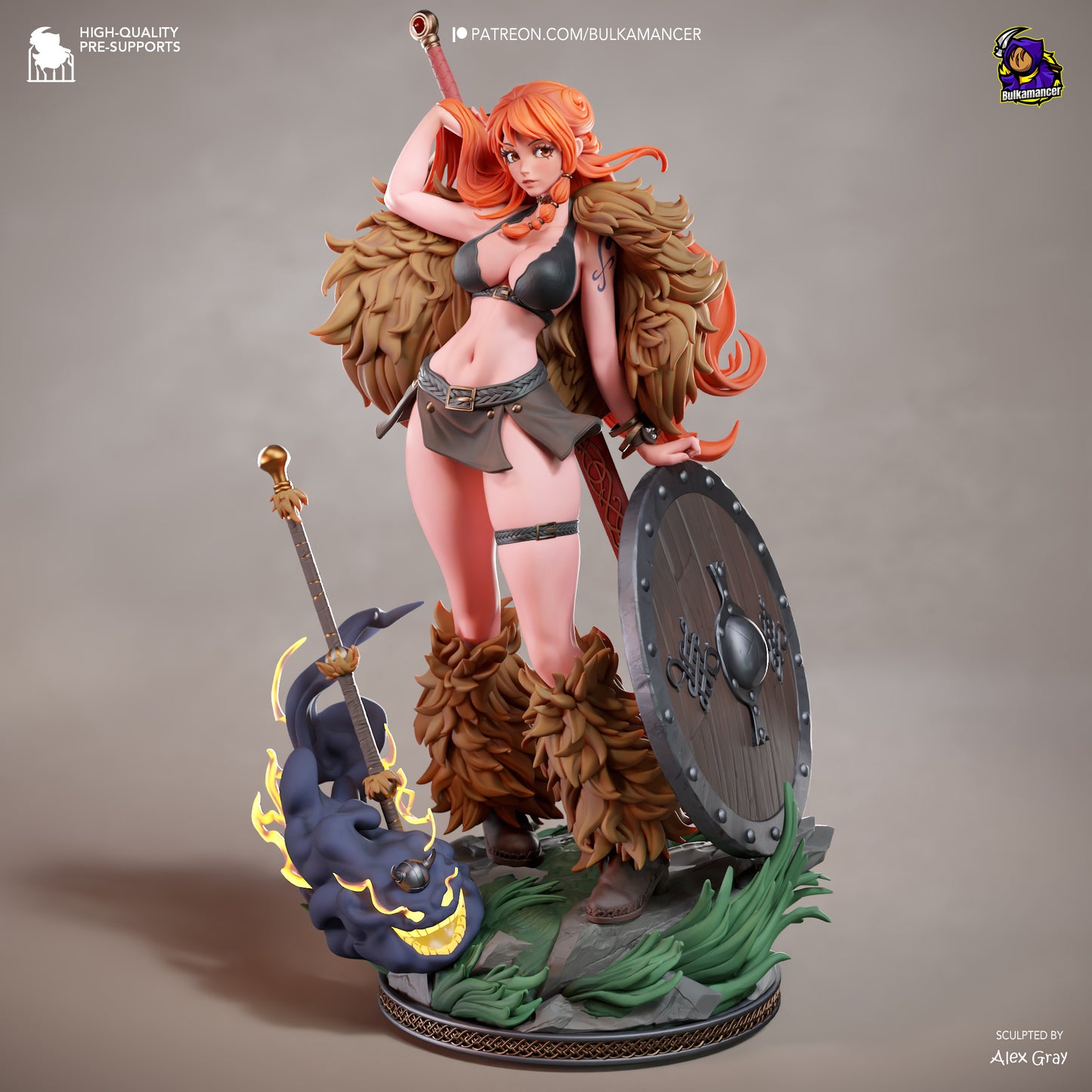 Wetterkönigin-Navigatorin Garage Kit - Walküren-Piratin im Maßstab 1:8 - 3D-gedruckte Bulkamancer Harzfigur