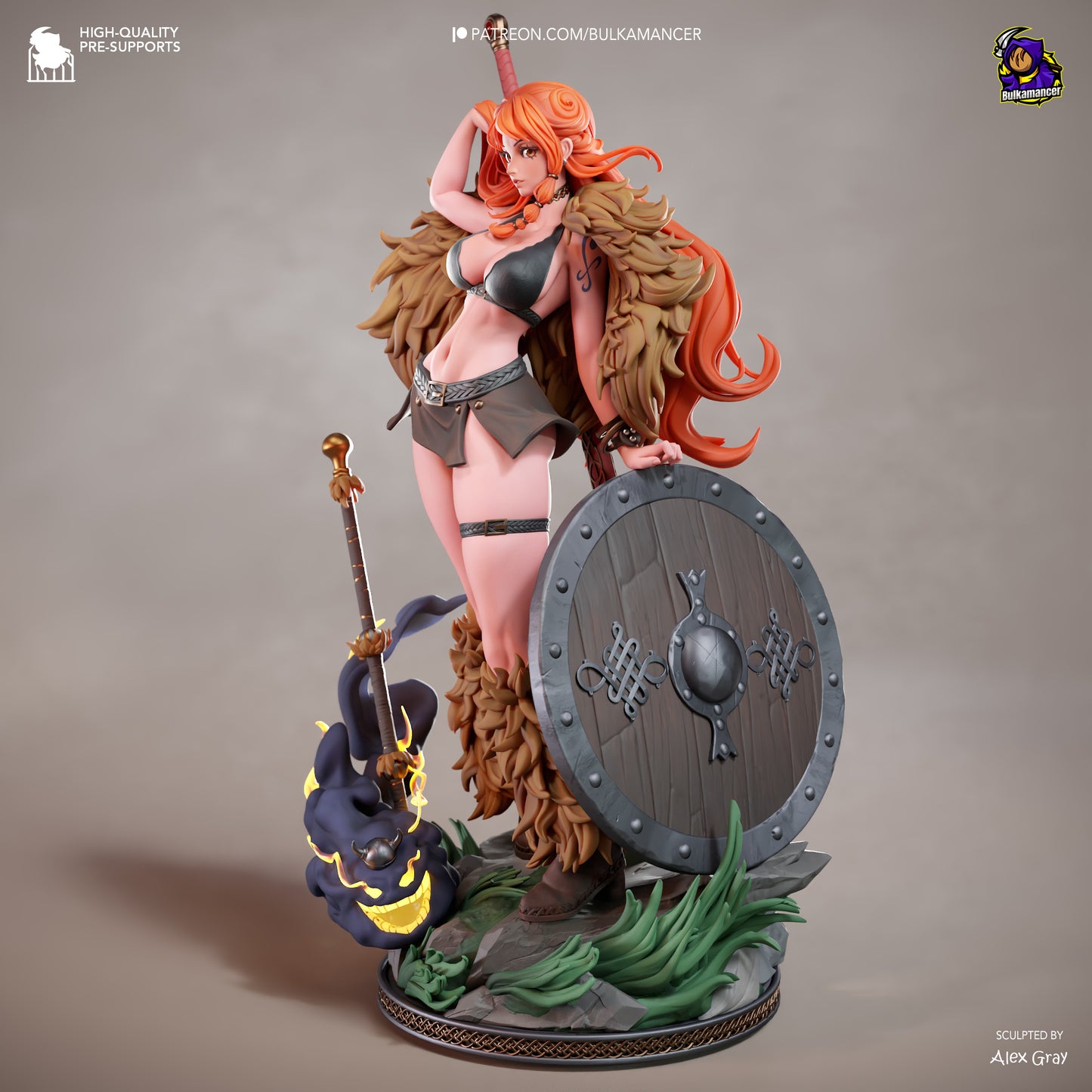 Wetterkönigin-Navigatorin Garage Kit - Walküren-Piratin im Maßstab 1:8 - 3D-gedruckte Bulkamancer Harzfigur