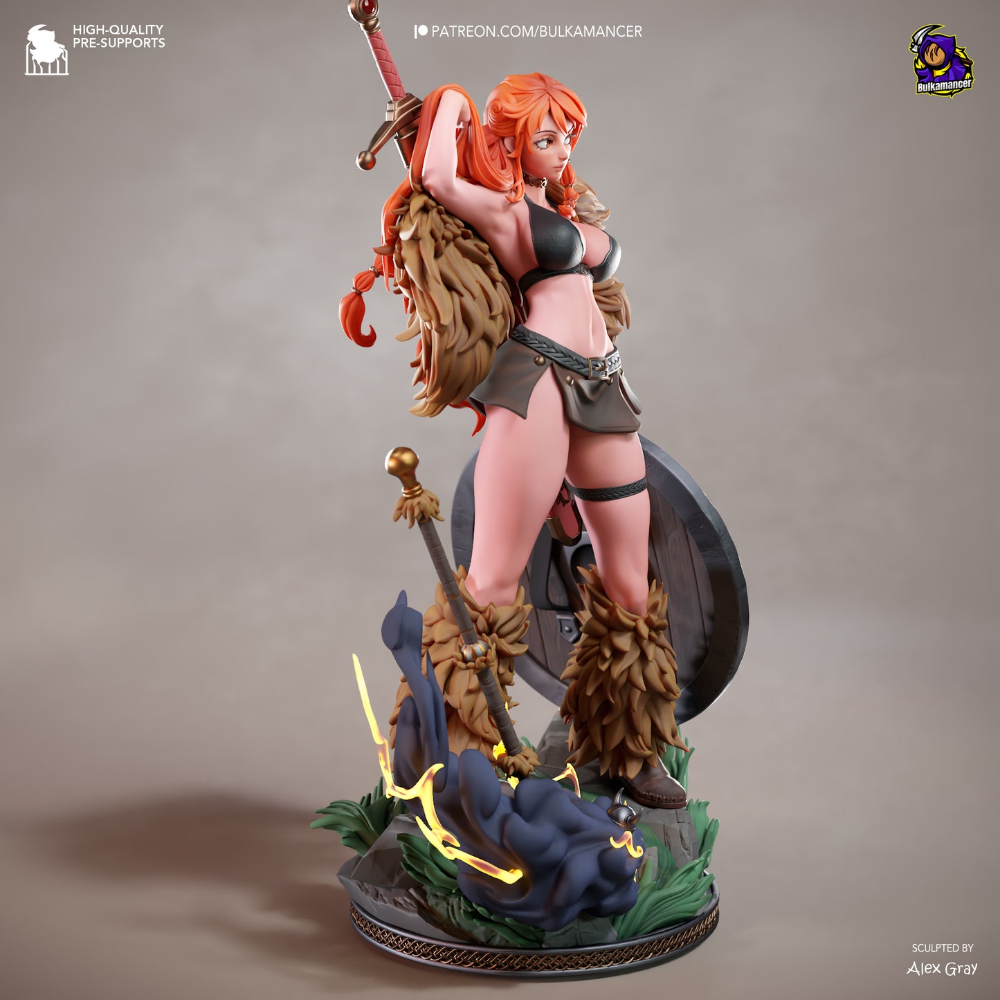 Wetterkönigin-Navigatorin Garage Kit - Walküren-Piratin im Maßstab 1:8 - 3D-gedruckte Bulkamancer Harzfigur