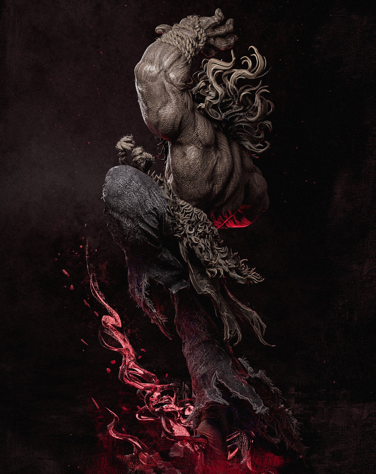 Demonic Martial Arts Master Garage Kit - Wrathful Fighter Statue 1:6 Scale - 3D Printed Dark Oni Resin Figure