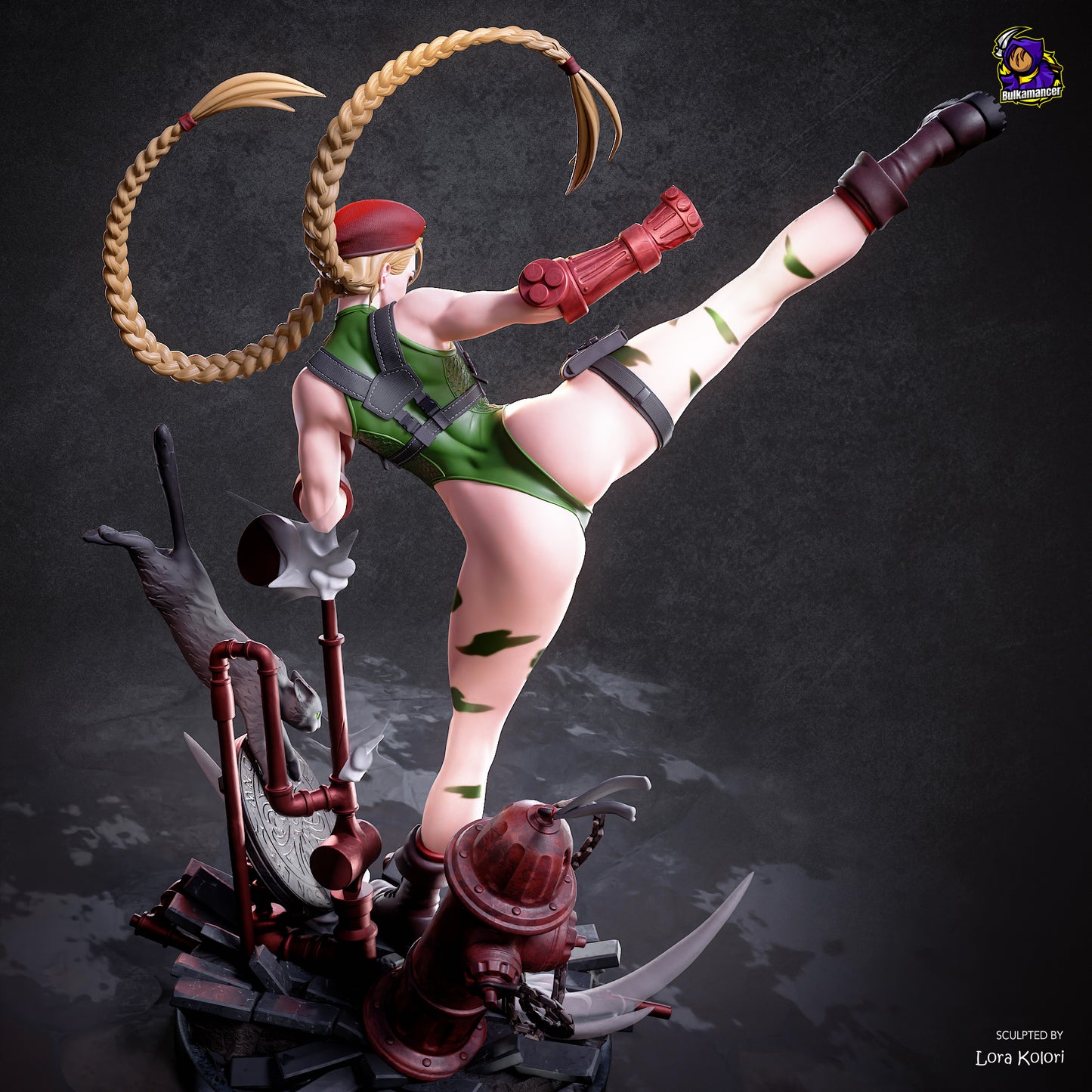 Delta-Agentin Garage Kit - Zopf-Stürmerin Statue im Maßstab 1:8 - 3D-gedruckte Kampfsport-Harzfigur