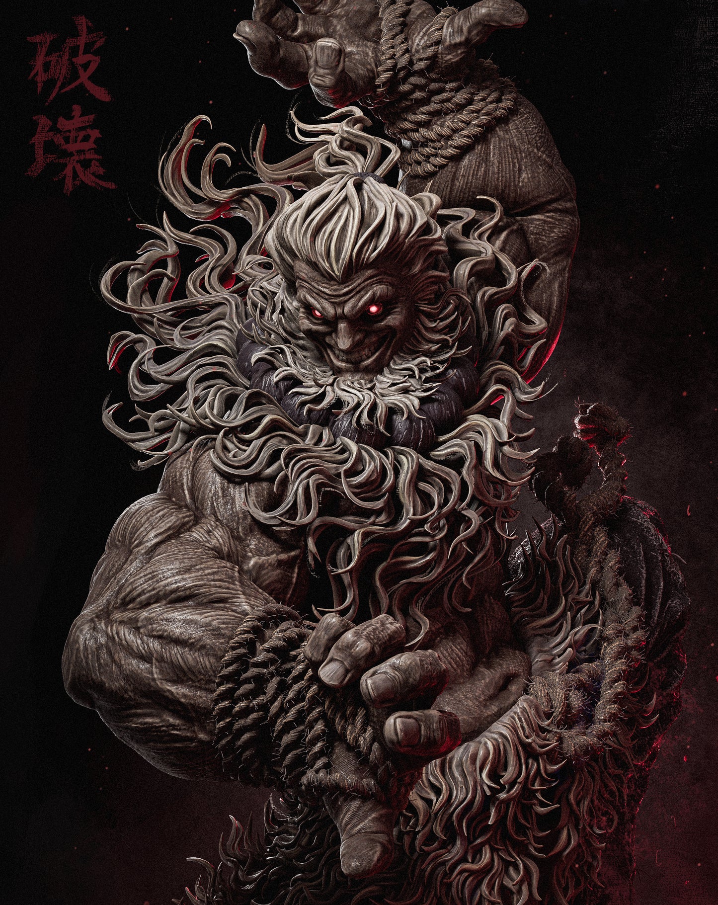 Demonic Martial Arts Master Garage Kit - Wrathful Fighter Statue 1:6 Scale - 3D Printed Dark Oni Resin Figure