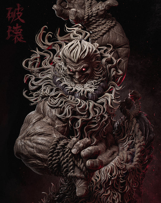 Demonic Martial Arts Master Garage Kit - Wrathful Fighter Statue 1:6 Scale - 3D Printed Dark Oni Resin Figure