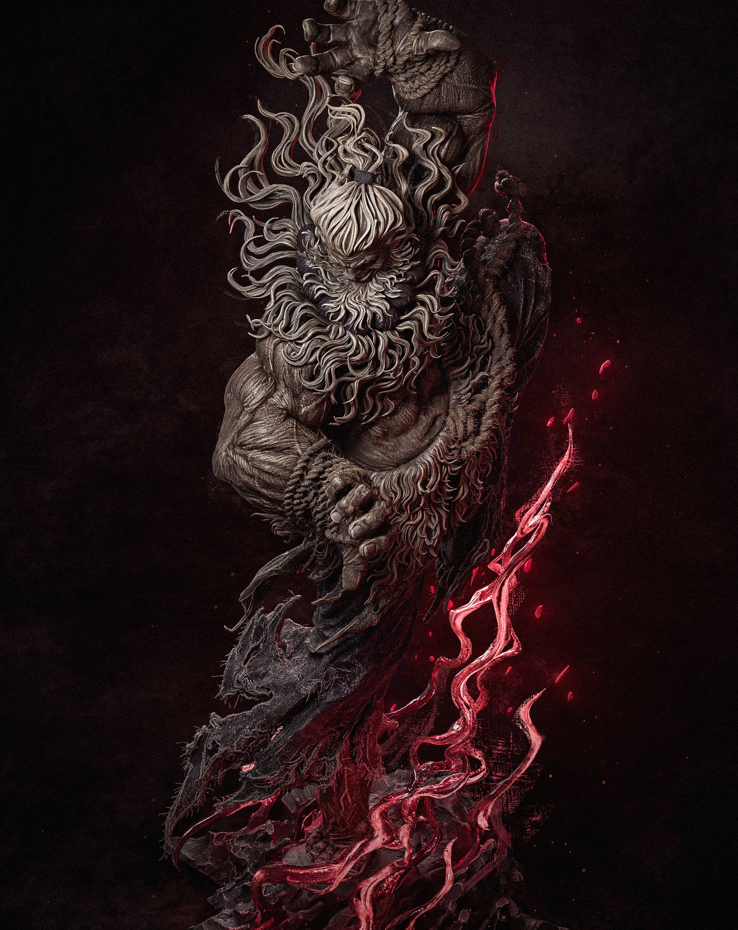 Demonic Martial Arts Master Garage Kit - Wrathful Fighter Statue 1:6 Scale - 3D Printed Dark Oni Resin Figure