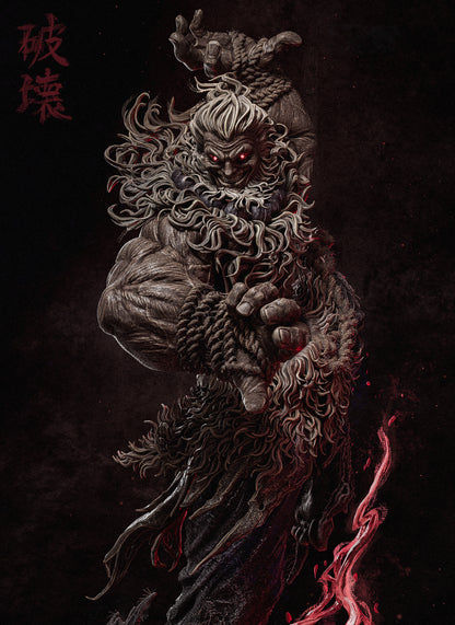 Demonic Martial Arts Master Garage Kit - Wrathful Fighter Statue 1:6 Scale - 3D Printed Dark Oni Resin Figure