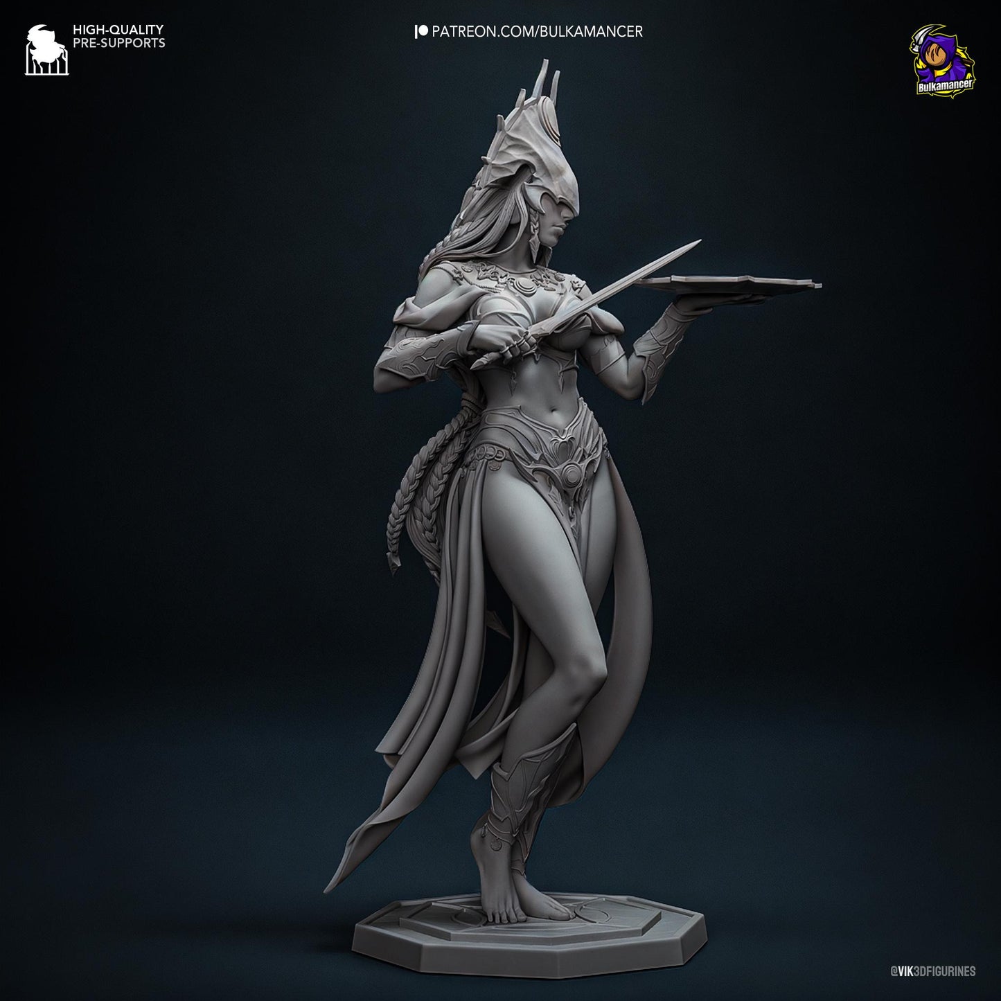 Shadow Deity Garage Kit - Void Matriarch Statue 1:8 Scale - 3D Printed Midnight Veil Resin Figure