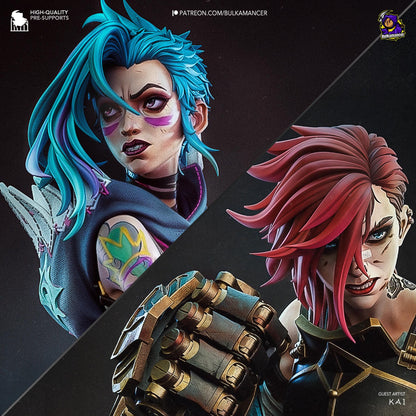 Fractured Idol & Steampunk Enforcer Garage Kit - Iron Sisters Diorama 1:8 Scale - 3D Printed Sci-Fi Resin Figure