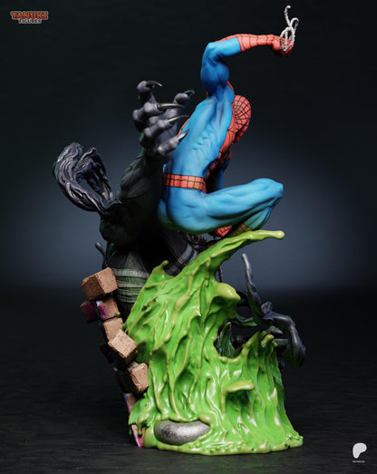Netz-Vigilant vs Schatten-Symbiont Garage Kit & Büsten - Dächer-Duell Diorama - 3D-gedruckte Tanuki Figures Harzfigur