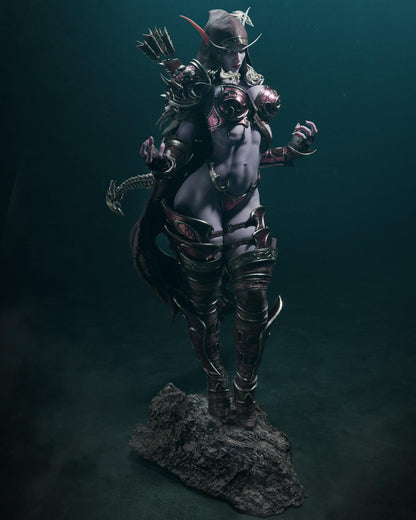 Banshee Queen Garage Kit - Dark Archer Lady Statue 1:12 & 1:6 Scale - 3D Printed Fallen Dark Elf Resin Figure