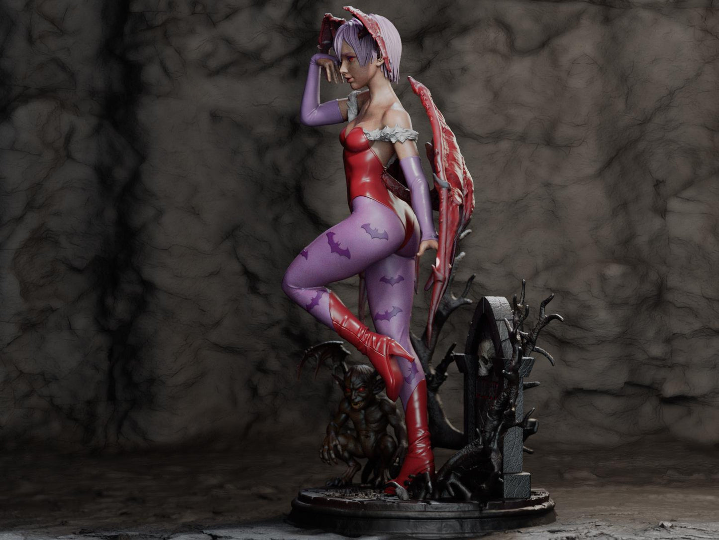 Playful Succubus Garage Kit - Night Realm Sorceress Statue 1:6 Scale - 3D Printed Ethereal Winged Resin Figure