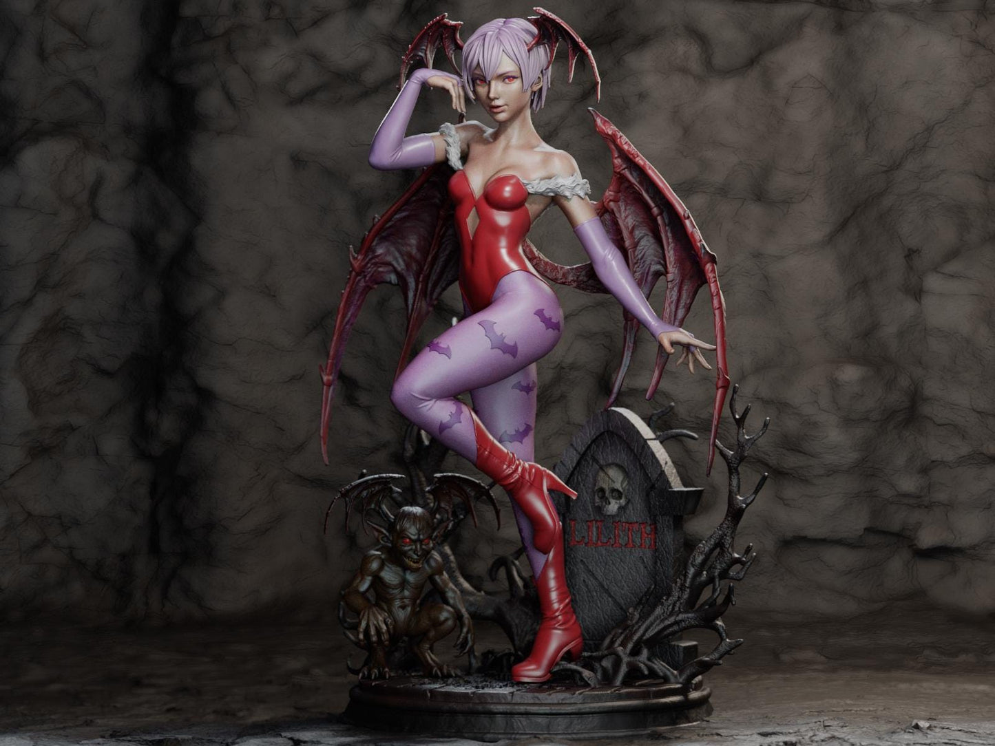 Playful Succubus Garage Kit - Night Realm Sorceress Statue 1:6 Scale - 3D Printed Ethereal Winged Resin Figure