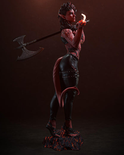 Infernal Barbarian Garage Kit - Hellish Outcast Statue 1:6 Scale - 3D Printed Horned Fury Resin Figure