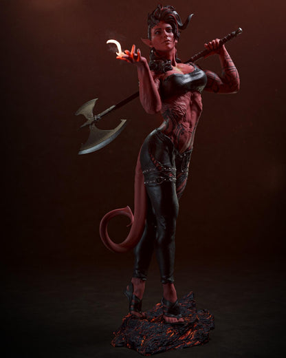 Infernal Barbarian Garage Kit - Hellish Outcast Statue 1:6 Scale - 3D Printed Horned Fury Resin Figure
