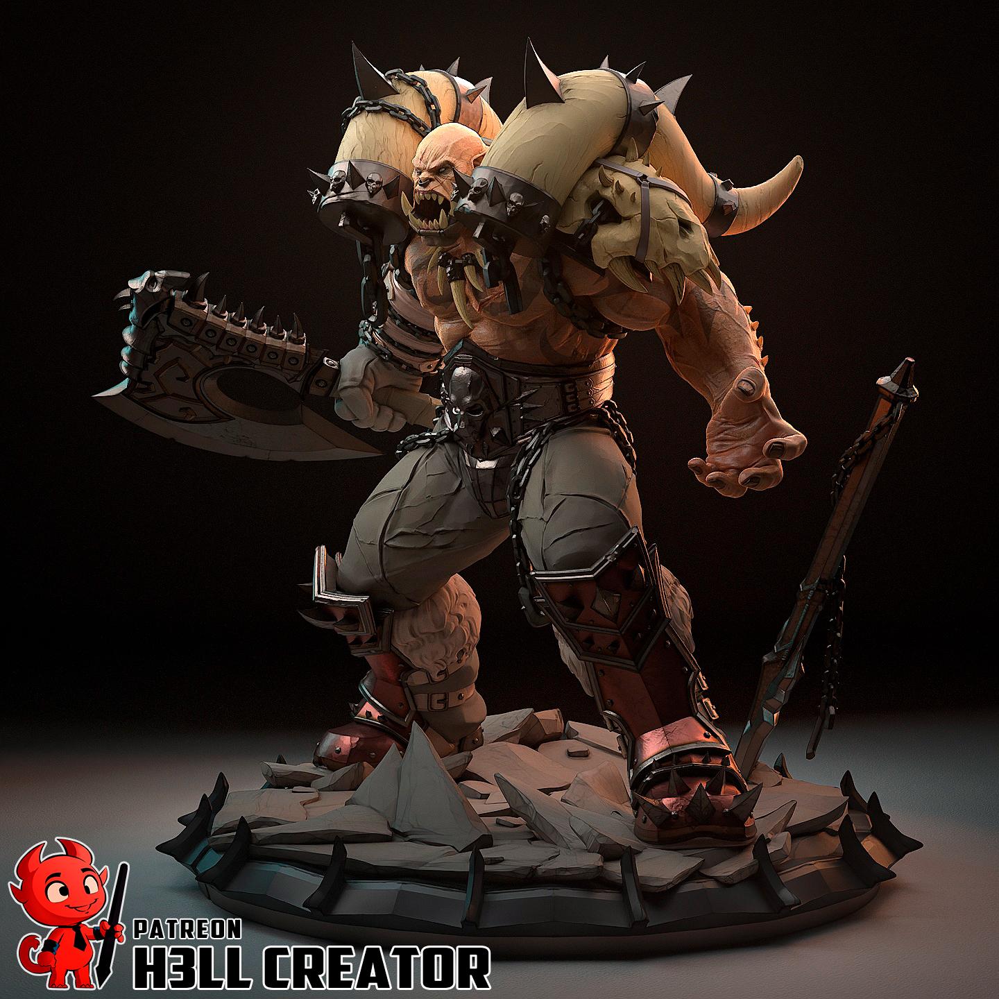 Brutal Warlord Garage Kit - Clan Chieftain Statue 1:14 Scale - 3D Printed Orc Conqueror Resin Figure