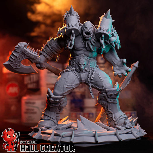 Brutal Warlord Garage Kit - Clan Chieftain Statue 1:14 Scale - 3D Printed Orc Conqueror Resin Figure