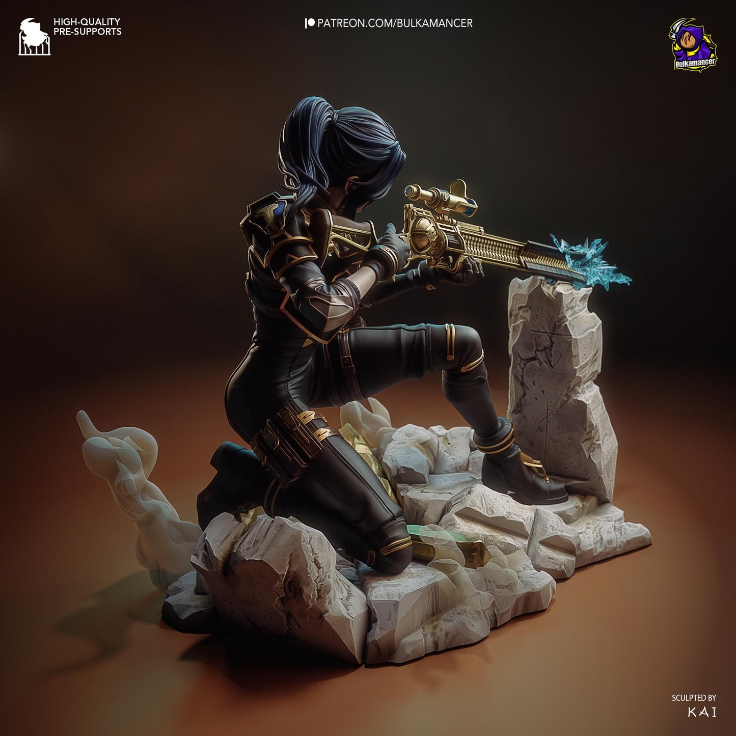 City Enforcer Garage Kit - 1:8 Scale Sniper Guard Statue - 3D Printed Steampunk Detective Resin Figure