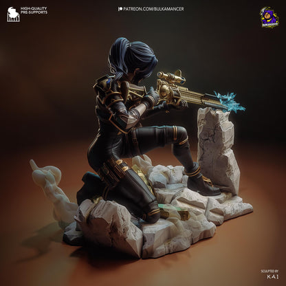 City Enforcer Garage Kit - 1:8 Scale Sniper Guard Statue - 3D Printed Steampunk Detective Resin Figure