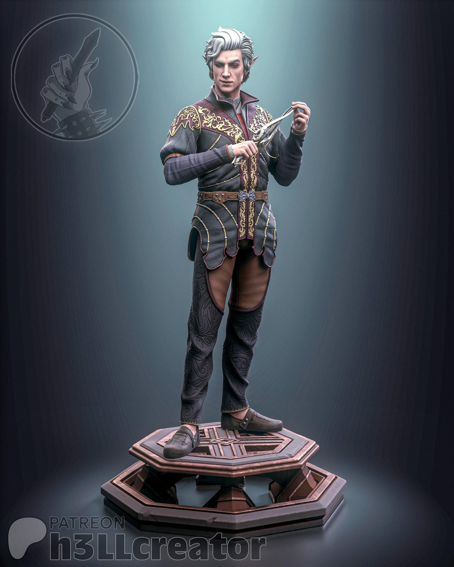 Pale Noble Garage Kit - Cunning Vampire Statue 1:12 Scale - 3D Printed Moonlight Wanderer Rogue Resin Figure