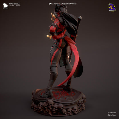 Fiery Heart Garage Kit - Infernal Warrior Statue 1:8 Scale - 3D Printed Horned Berserker Resin Figure