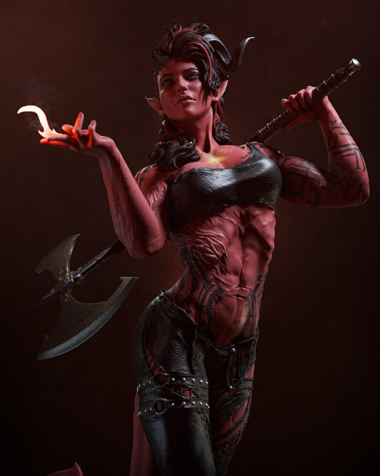 Infernal Barbarian Garage Kit - Hellish Outcast Statue 1:6 Scale - 3D Printed Horned Fury Resin Figure