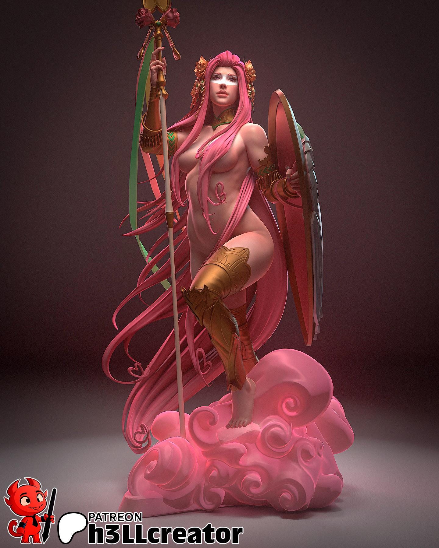 Olympian Beauty Garage Kit - Divine Love Statue 1:12 Scale - 3D Printed Mythological Heart Grace Resin Figure