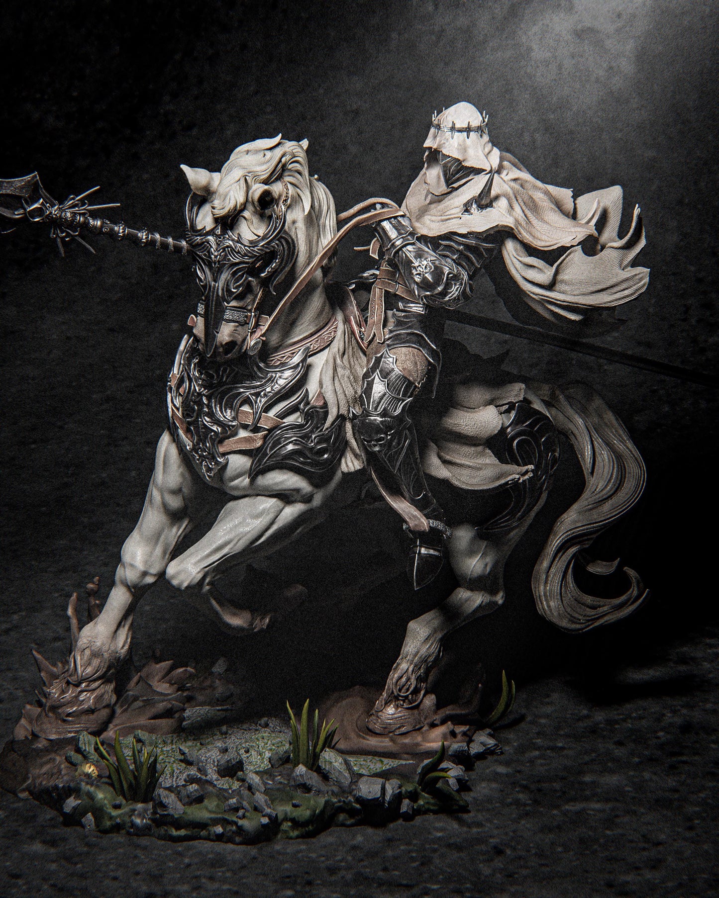 Dareios, the Lost Brother of Lenora Garage Kit - Dark Fantasy Collectibles Statue 1:6 Scale - 3D Printed Armored Horse Rider Resin Figure