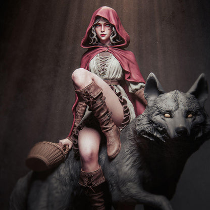 Little Red Riding Hood and the Wolf Garage Kit - Dark Fairy Tale Collector's Diorama in 1:9 Scale - 3D-Printed Fantasy Resin Figure