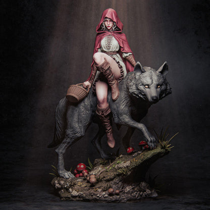 Little Red Riding Hood and the Wolf Garage Kit - Dark Fairy Tale Collector's Diorama in 1:9 Scale - 3D-Printed Fantasy Resin Figure