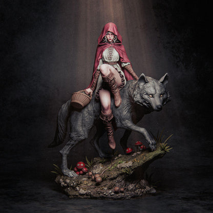Little Red Riding Hood and the Wolf Garage Kit - Dark Fairy Tale Collector's Diorama in 1:9 Scale - 3D-Printed Fantasy Resin Figure