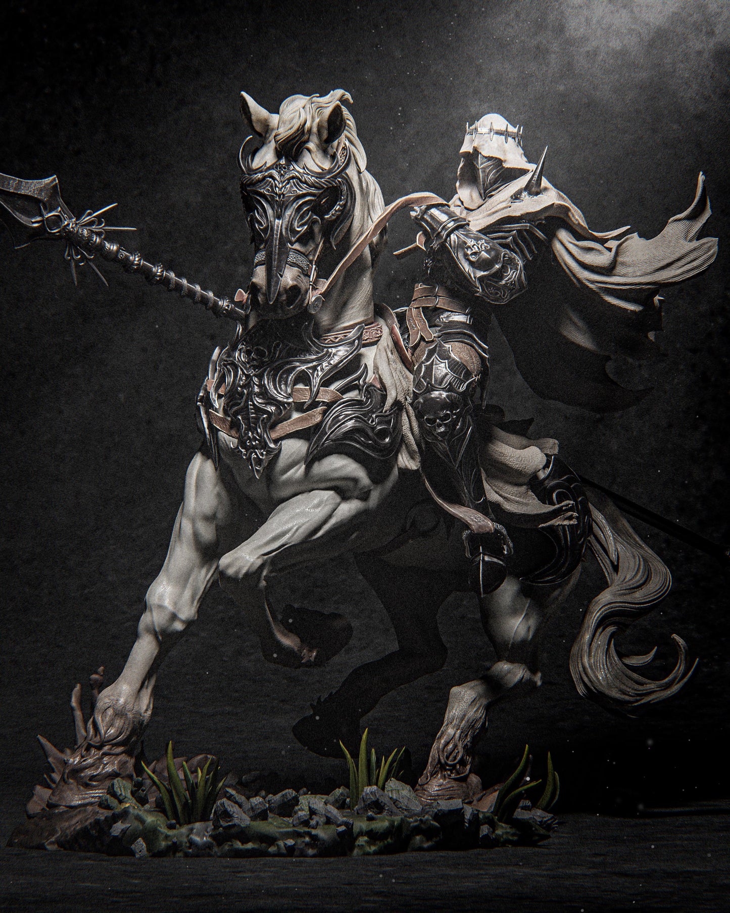 Dareios, the Lost Brother of Lenora Garage Kit - Dark Fantasy Collectibles Statue 1:6 Scale - 3D Printed Armored Horse Rider Resin Figure