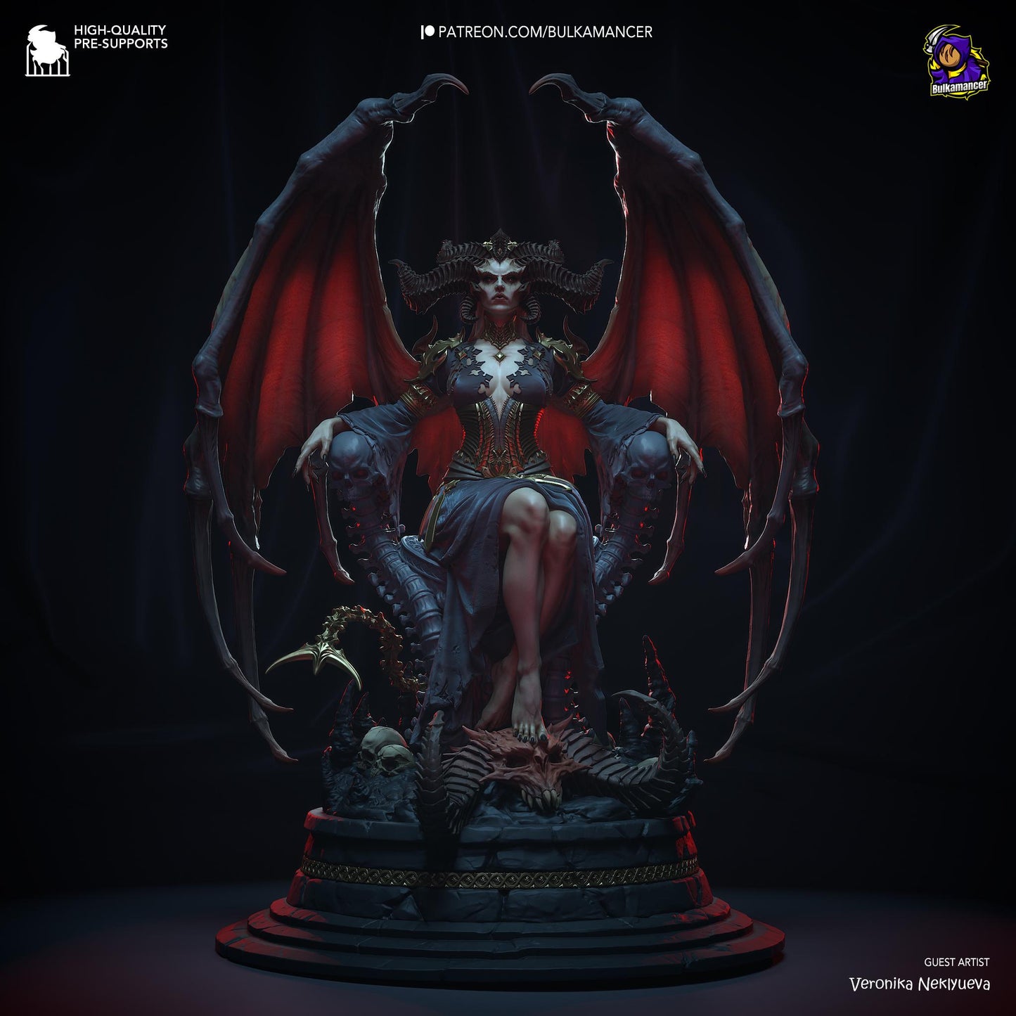 Mother of Demons Garage Kit | Succubus Matriarch Collectibles Statue 1:8 Scale | 3D Printed Dark Queen of Hell Resin Figure