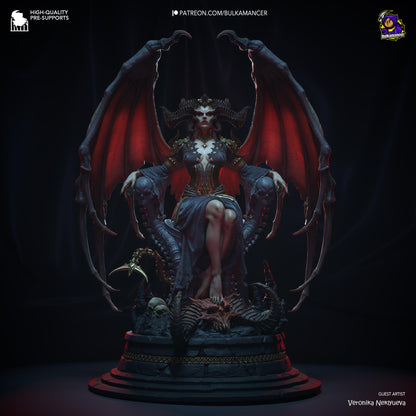 Mother of Demons Garage Kit | Succubus Matriarch Collectibles Statue 1:8 Scale | 3D Printed Dark Queen of Hell Resin Figure