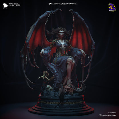 Mother of Demons Garage Kit | Succubus Matriarch Collectibles Statue 1:8 Scale | 3D Printed Dark Queen of Hell Resin Figure