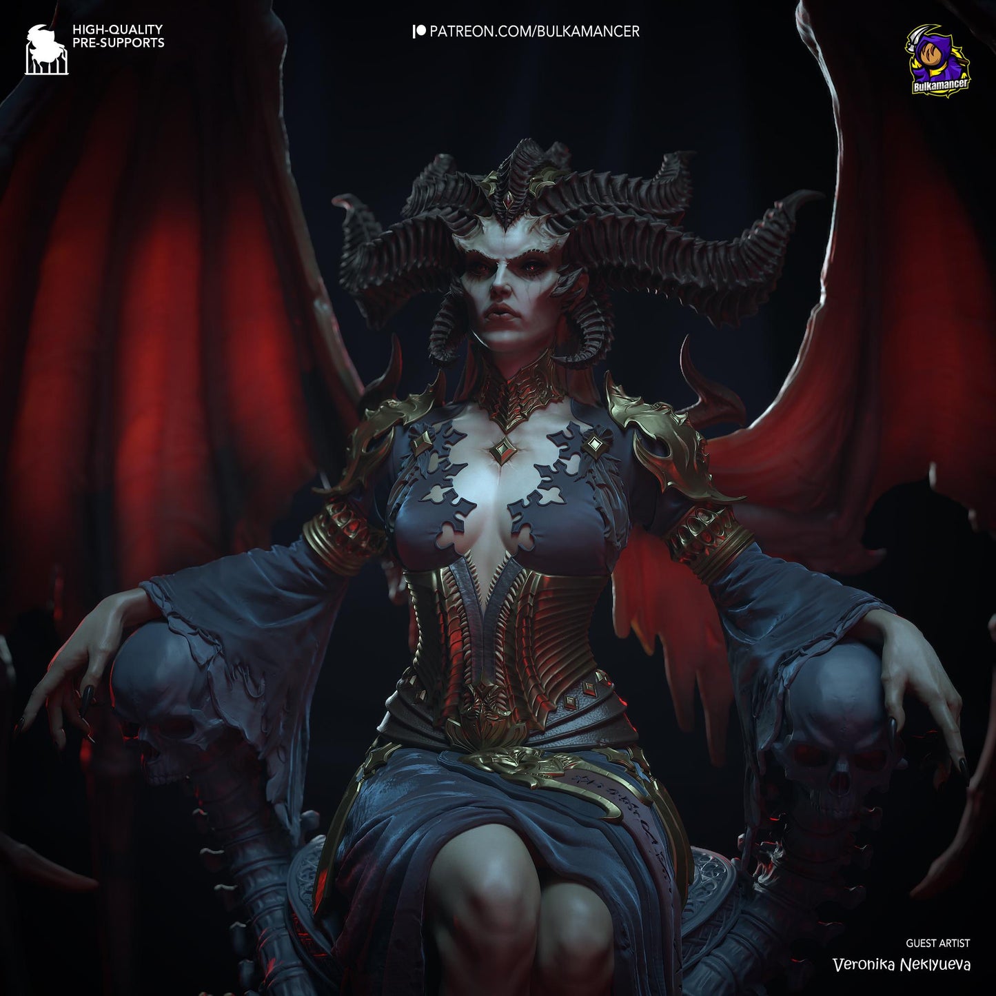 Mother of Demons Garage Kit | Succubus Matriarch Collectibles Statue 1:8 Scale | 3D Printed Dark Queen of Hell Resin Figure