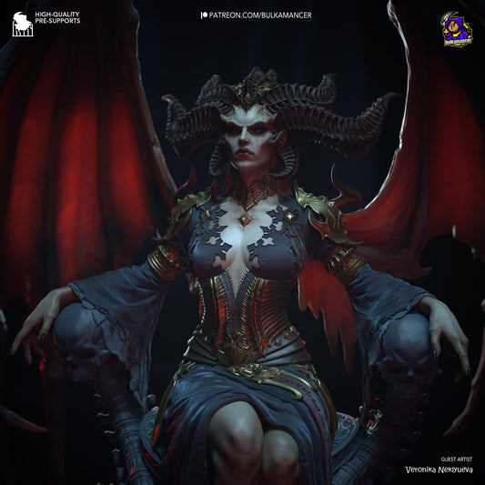 Mother of Demons Garage Kit | Succubus Matriarch Collectibles Statue 1:8 Scale | 3D Printed Dark Queen of Hell Resin Figure