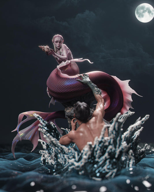 Marina the Mystic Ocean Mermaid Garage Kit - 1:6 Scale Fantasy Collectible Statue - 3D-Printed Mythical Siren Resin Figure