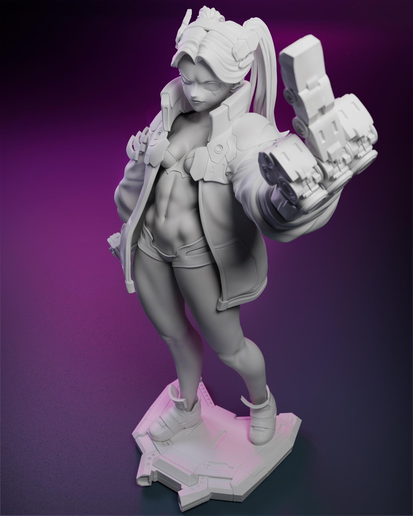 Chaotic Trigger-Happy Garage Kit - Neon Rebel Statue 1:6 Scale - 3D Printed Futuristic Operative Resin Figure