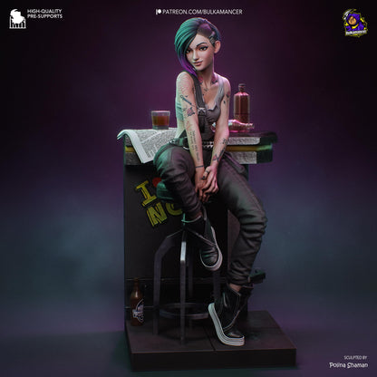 Techno-Rebel Garage Kit - Neon Specialist Statue 1:8 Scale - 3D Printed Cyber-City Techie Resin Figure