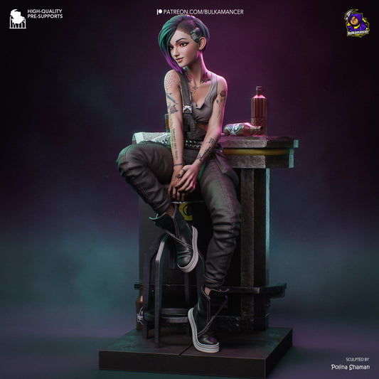 Techno-Rebel Garage Kit - Neon Specialist Statue 1:8 Scale - 3D Printed Cyber-City Techie Resin Figure