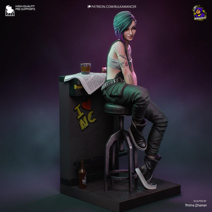 Techno-Rebel Garage Kit - Neon Specialist Statue 1:8 Scale - 3D Printed Cyber-City Techie Resin Figure