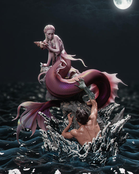 Marina the Mystic Ocean Mermaid Garage Kit - 1:6 Scale Fantasy Collectible Statue - 3D-Printed Mythical Siren Resin Figure