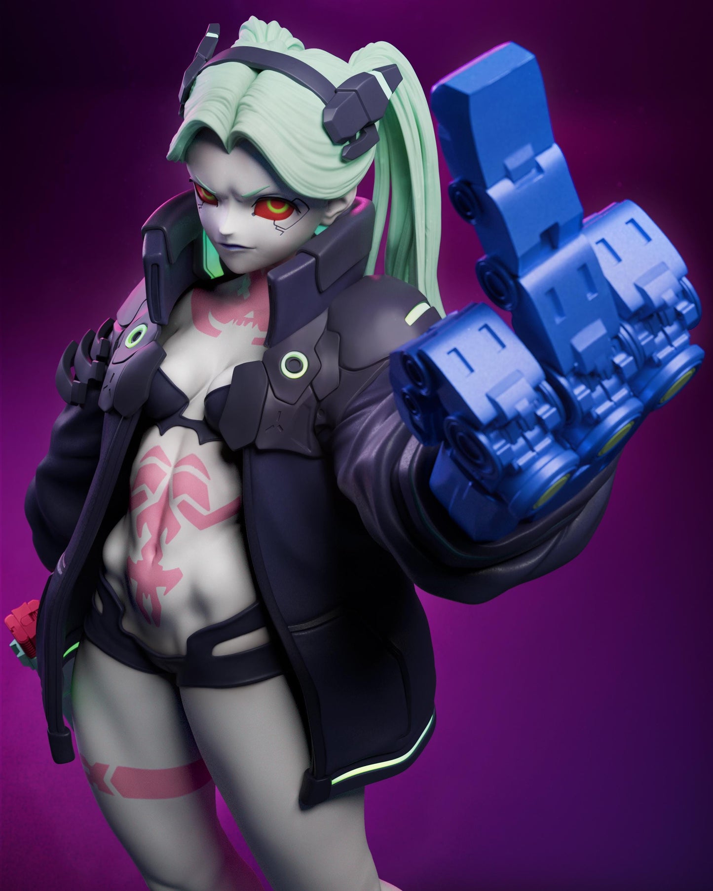 Chaotic Trigger-Happy Garage Kit - Neon Rebel Statue 1:6 Scale - 3D Printed Futuristic Operative Resin Figure