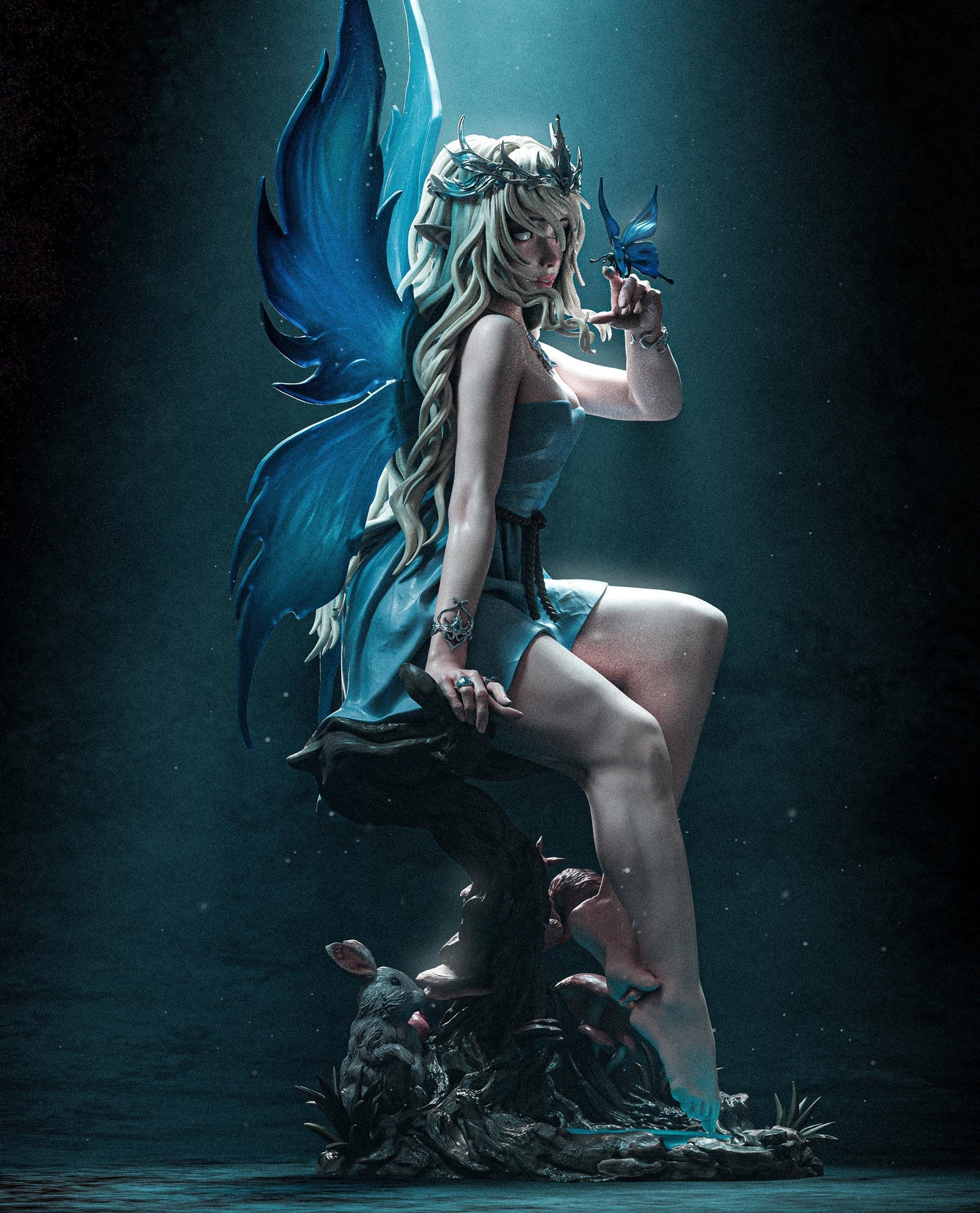 Divine Fairy Garage Kit - Ethereal Beauty Statue 1:6 Scale - 3D Printed Mythological Creature Resin Figure