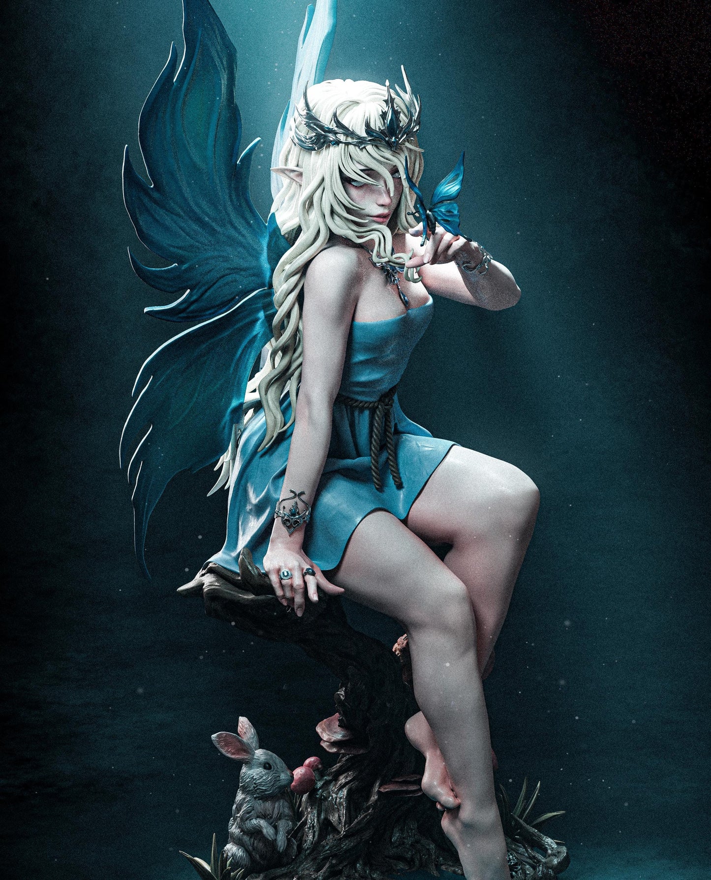 Divine Fairy Garage Kit - Ethereal Beauty Statue 1:6 Scale - 3D Printed Mythological Creature Resin Figure