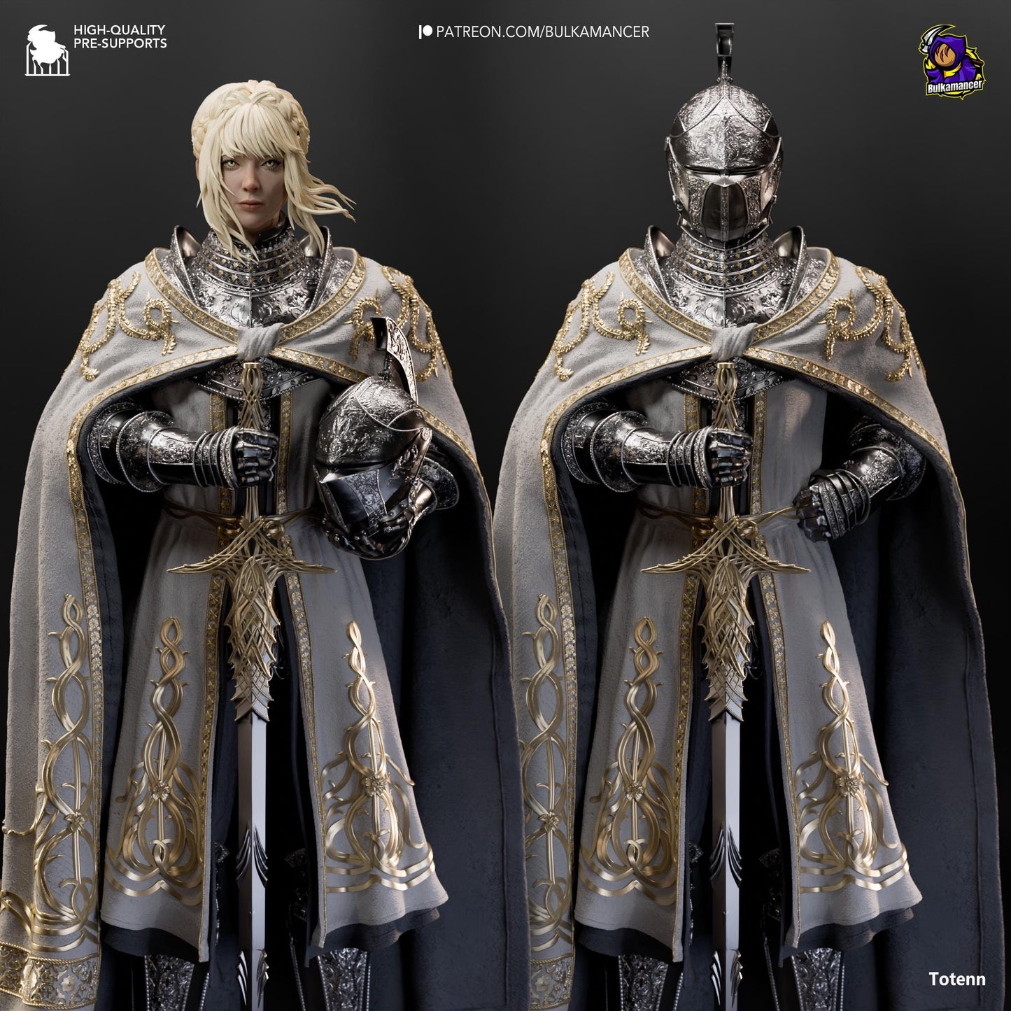 Eingeschworene Duellantin Garage Kit - Treue Ritterin der Schattenlande im Maßstab 1:8 - 3D-gedruckte Bulkamancer Harzfigur