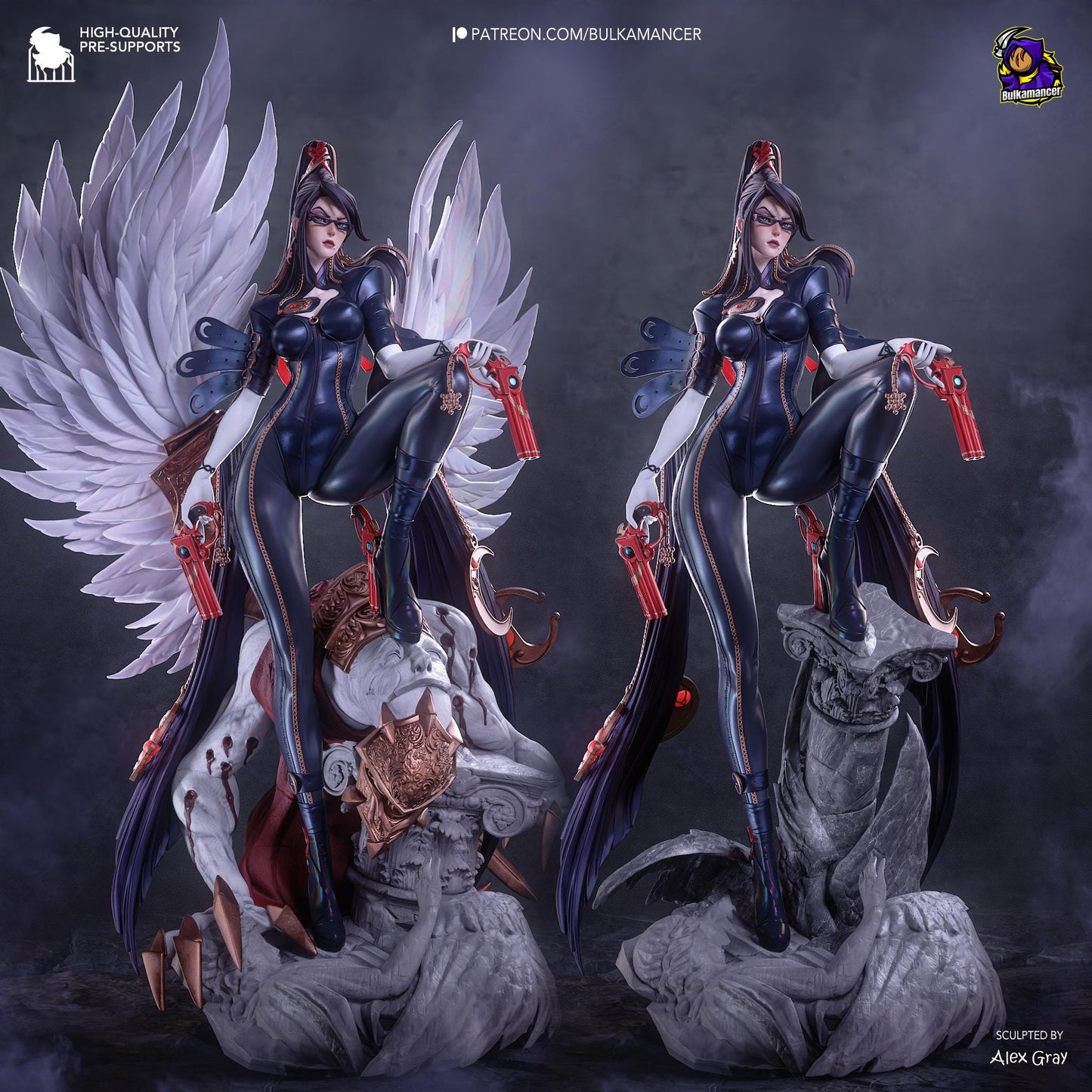 Shadow Sorceress Garage Kit - Bullet Arts Maiden Statue 1:8 Scale - 3D Printed Paranormal Action Hero Resin Figure