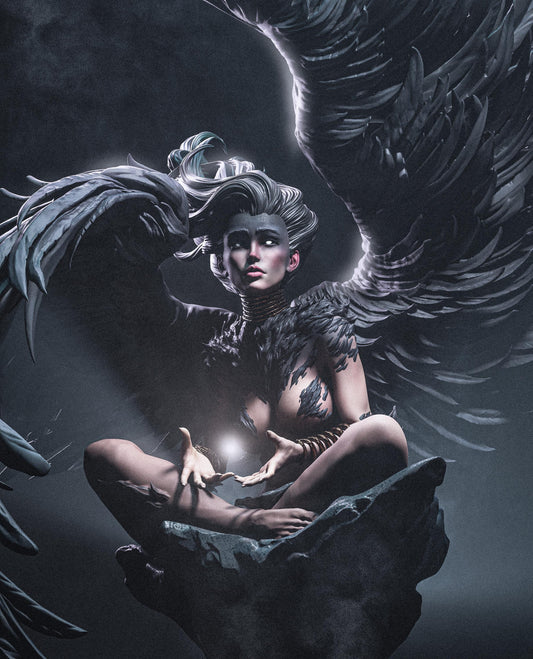Mystical Sphinx Guardian Garage Kit - Celestial Riddle-Giver Statue 1:6 Scale - 3D Printed Ancient Myth Resin Figure