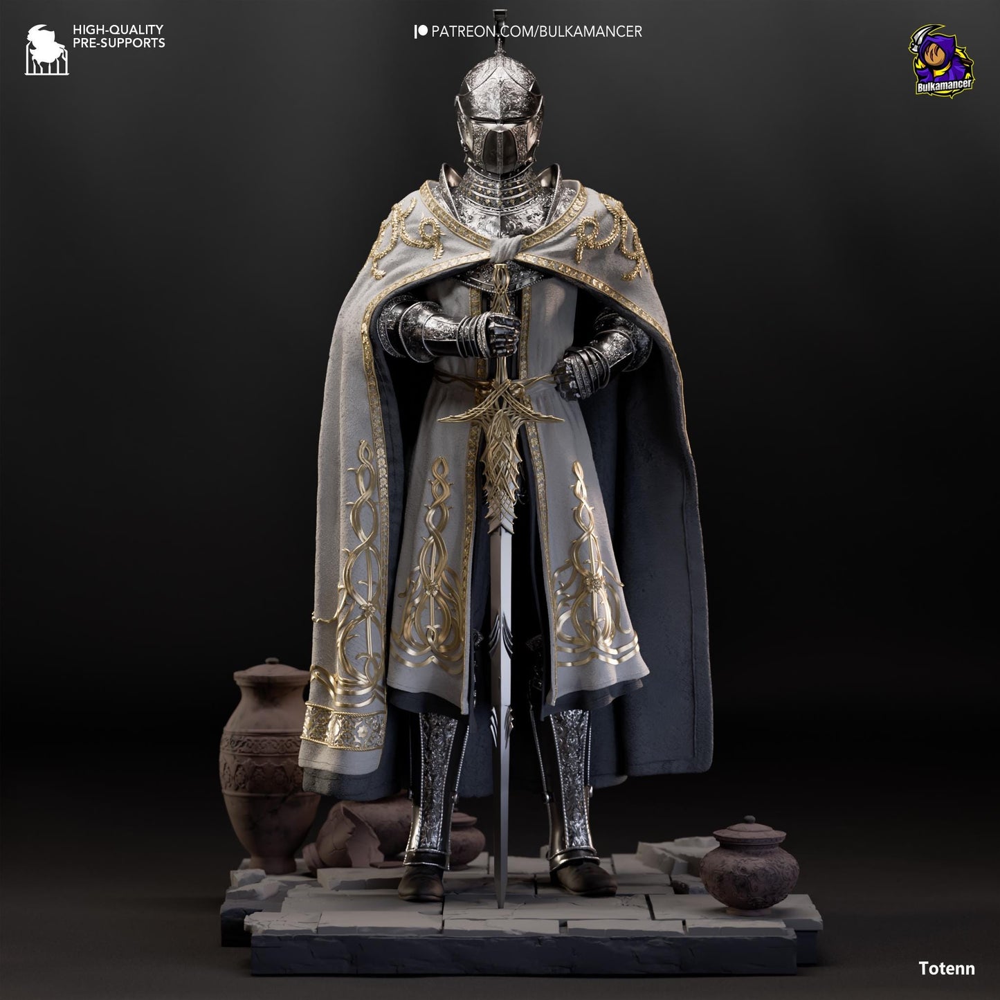 Eingeschworene Duellantin Garage Kit - Treue Ritterin der Schattenlande im Maßstab 1:8 - 3D-gedruckte Bulkamancer Harzfigur