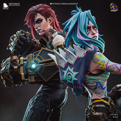 Fractured Idol & Steampunk Enforcer Garage Kit - Iron Sisters Diorama 1:8 Scale - 3D Printed Sci-Fi Resin Figure