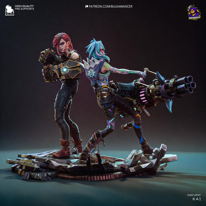 Fractured Idol & Steampunk Enforcer Garage Kit - Iron Sisters Diorama 1:8 Scale - 3D Printed Sci-Fi Resin Figure